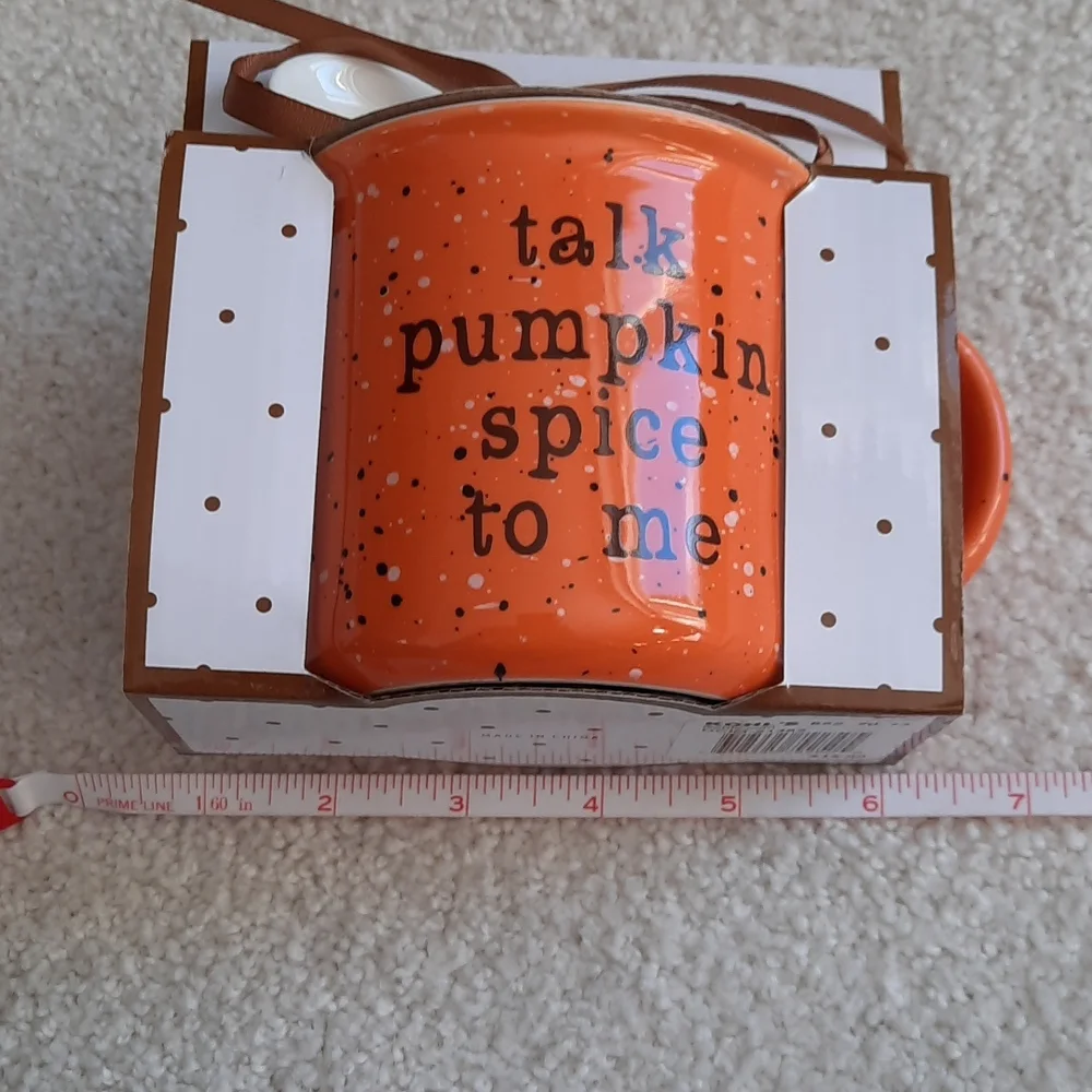 3 for $30. Talk Pumpkin Spice to Me ceramic mug and spoon set